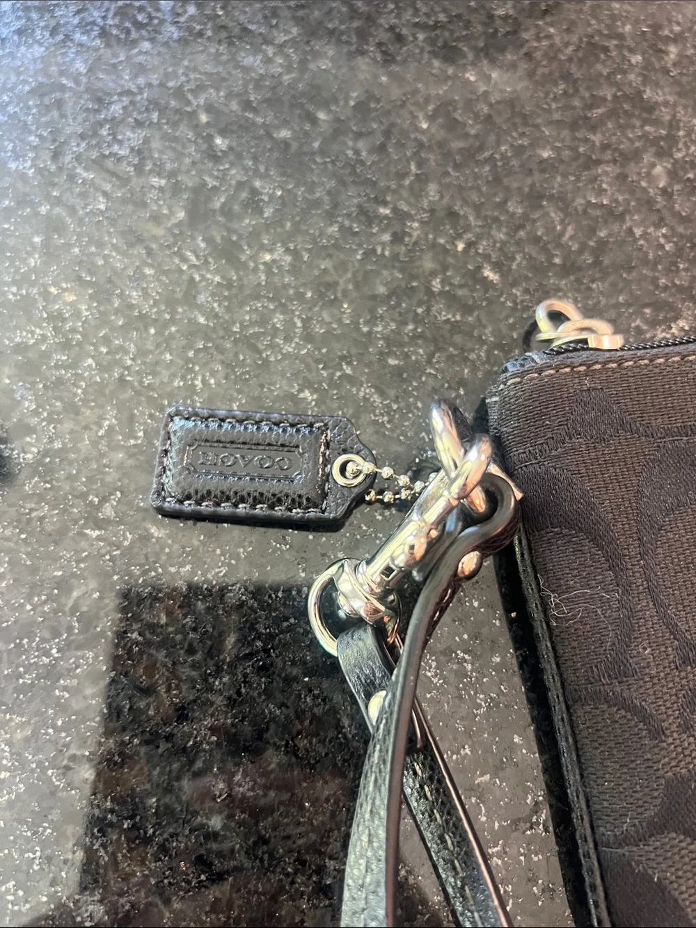 Coach Black Signature Canvas Wristlet with Detachable Strap